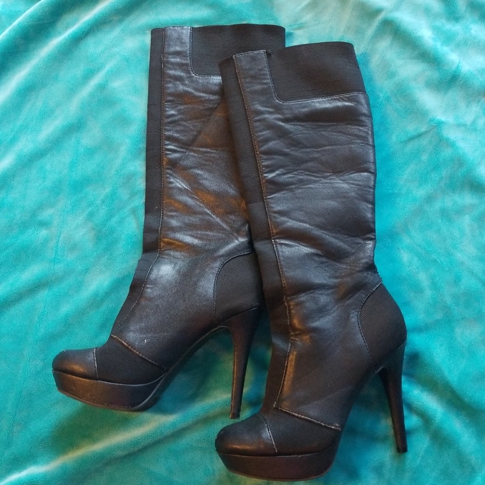 Black leather boots